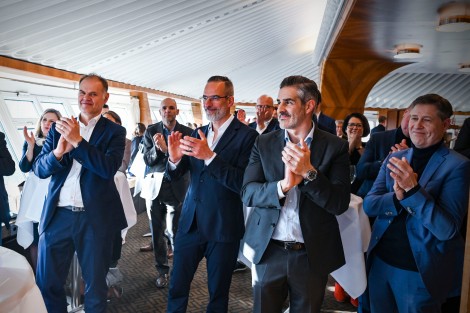 v.l. Achim Oelgarth (Berlin Finance Initiative), Stefan Franzke (Berlin Partner), Sebastian Rosito (Messe Berlin), Jan Herzberg (Messe Berlin)